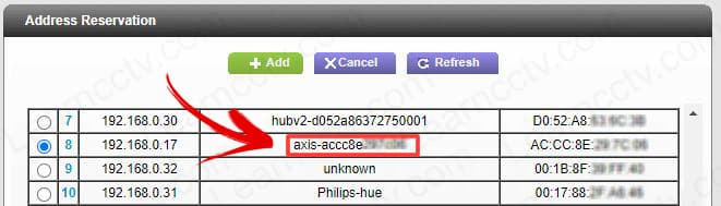 Add Address Reservation Add Address Reservation
