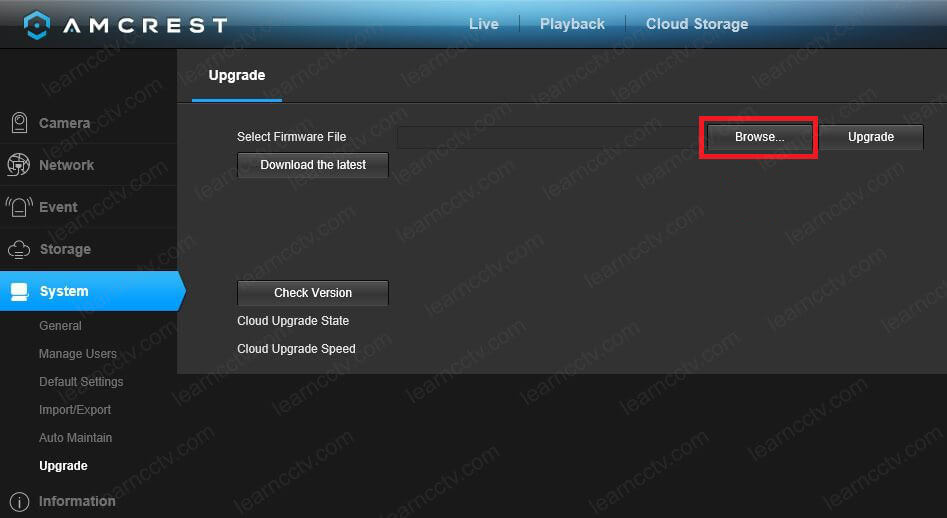 Amcrest Camera Web Interface Upgrade Browse Button Amcrest Camera Web Interface Upgrade Browse Button
