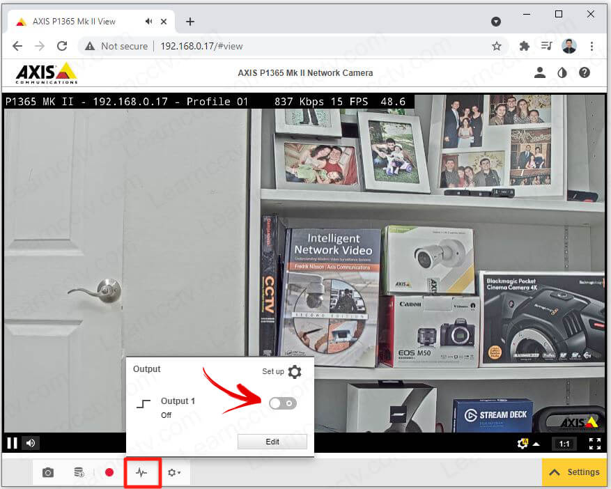 Axis P1365 MK II IO Output 1 Live View Control OFF Axis P1365 MK II IO Output 1 Live View Control OFF