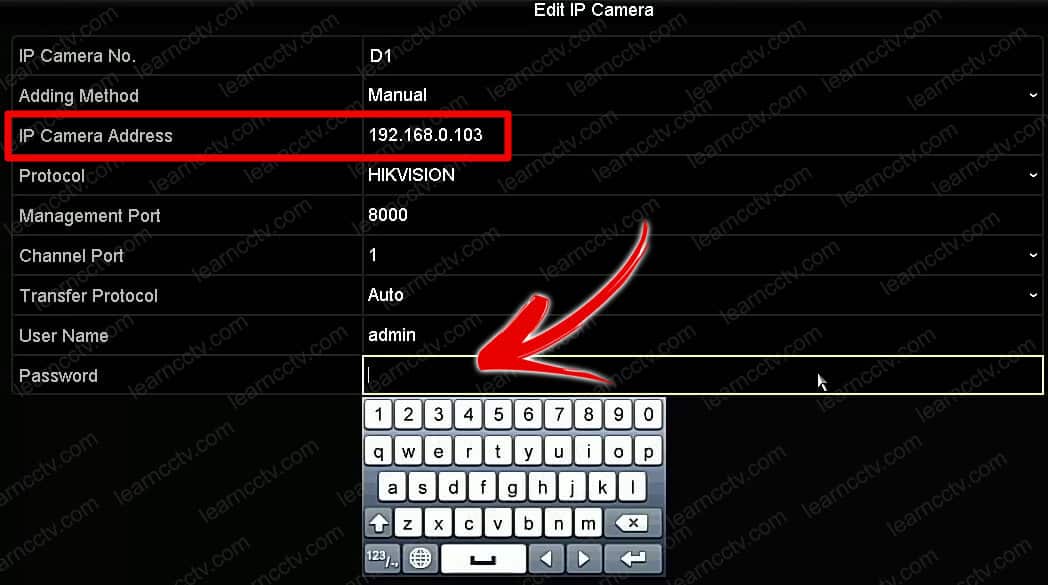 Edit IP camera Address and redentials Edit IP camera Address and redentials