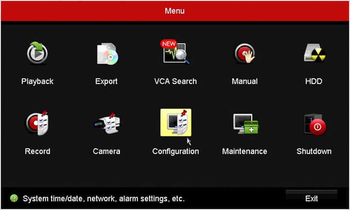 Hikvision DVR Main Menu Configuration Hikvision DVR Main Menu Configuration