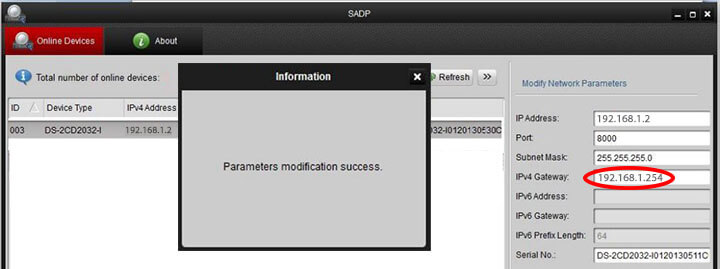 Hikvision SADP Gateway configuration Hikvision SADP Gateway configuration