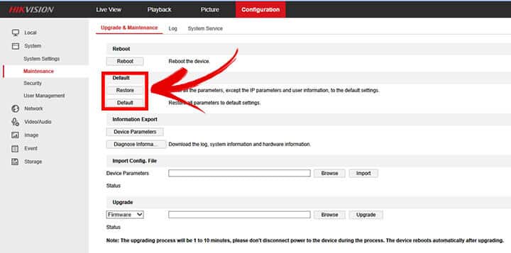 How to reset Hikvision Camera via- Web Browser How to reset Hikvision Camera via- Web Browser