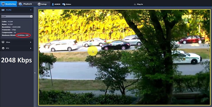 Bandwidth on the IP camera Bandwidth on the IP camera