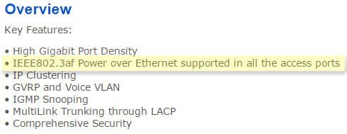 PoE-Switch-specs PoE Switch specification