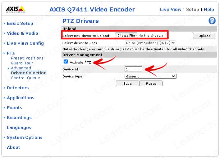 PTZ Upload driver PTZ Upload driver