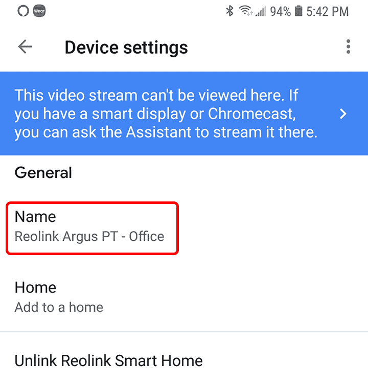 Camera Reolink in the Google Home Camera Reolink in the Google Home