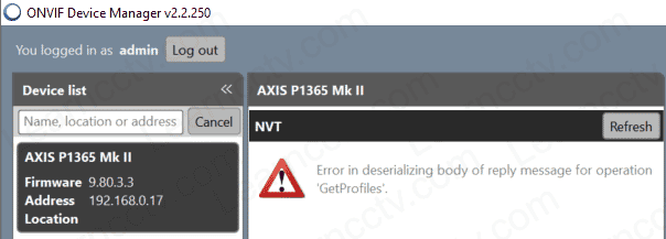 ONVIF error deserializing body of replay ONVIF error deserializing body of replay