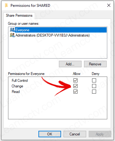 shared folder permission shared folder permission